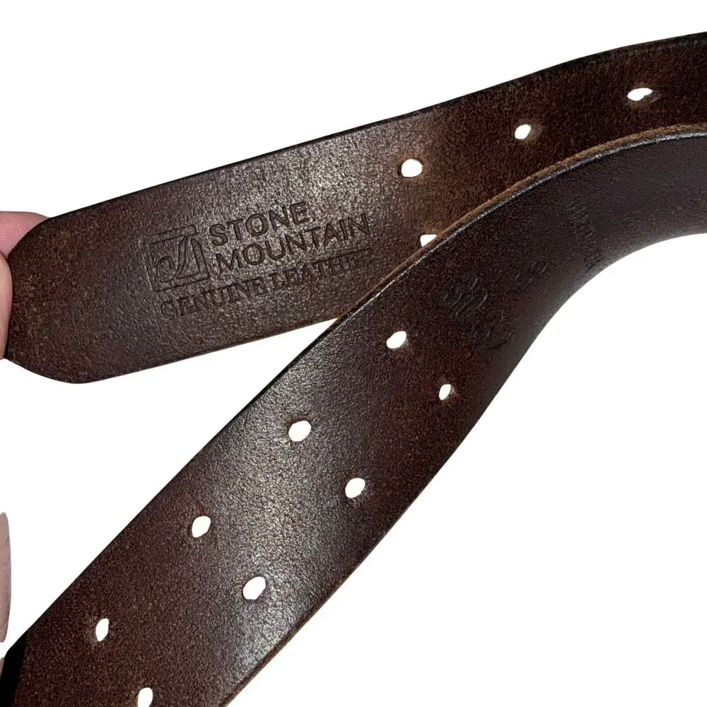 Stone Mountain Genuine Leather Brown Belt Double Prong S 30-32 Western Quality